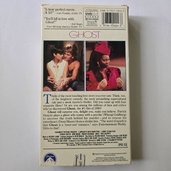 Ghost VHS Tape Starring Patrick Swayze Demi Moore Whoopi Goldberg Paramount 1990 - Picture 9 of 10